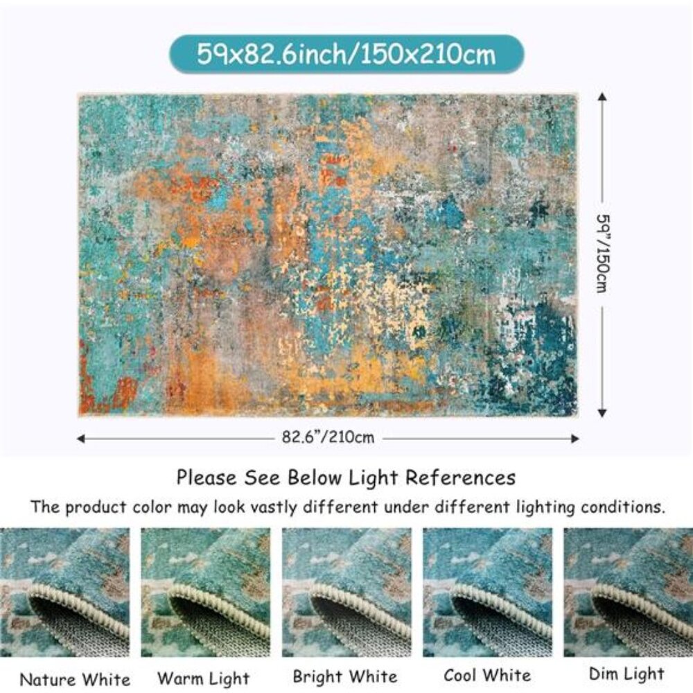 Modern Abstract Area Rugs 5x7, Large Washable Rugs for Living Room - Picture 2 of 8